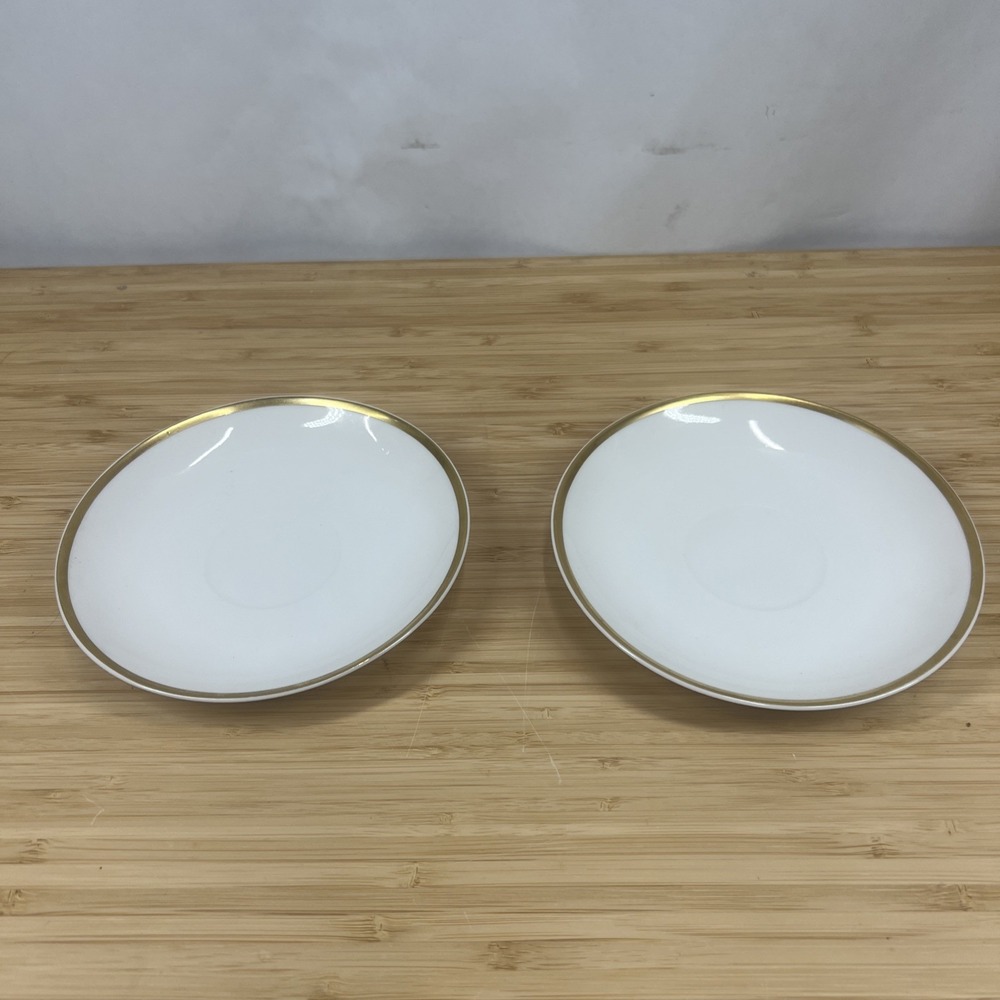 Noritake Goldena Nippon Saucer Set of‎ 2 Vintage Porcelain Gold Trim